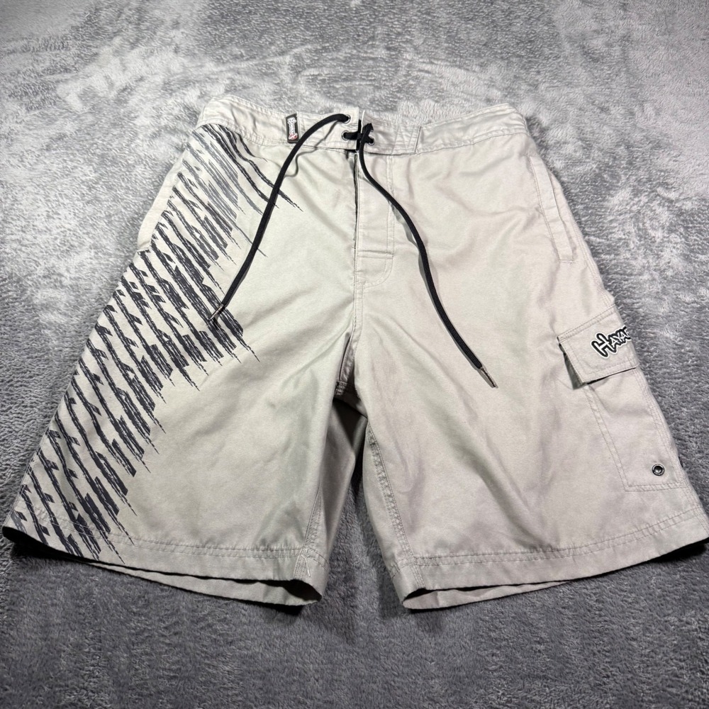 Hayabusa MMA Fight Shorts Mens 34 Gray Black Graphic Cargo Pocket Training Gym